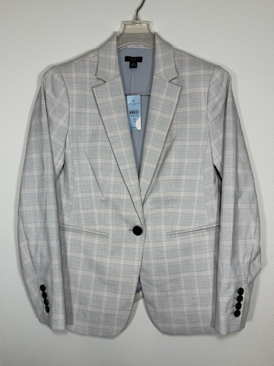 Ann Taylor Factory Jackets & Blazers - NWT Ann Taylor Factory Petite Light Grey Light Pink Plaid Blazer Size 00P